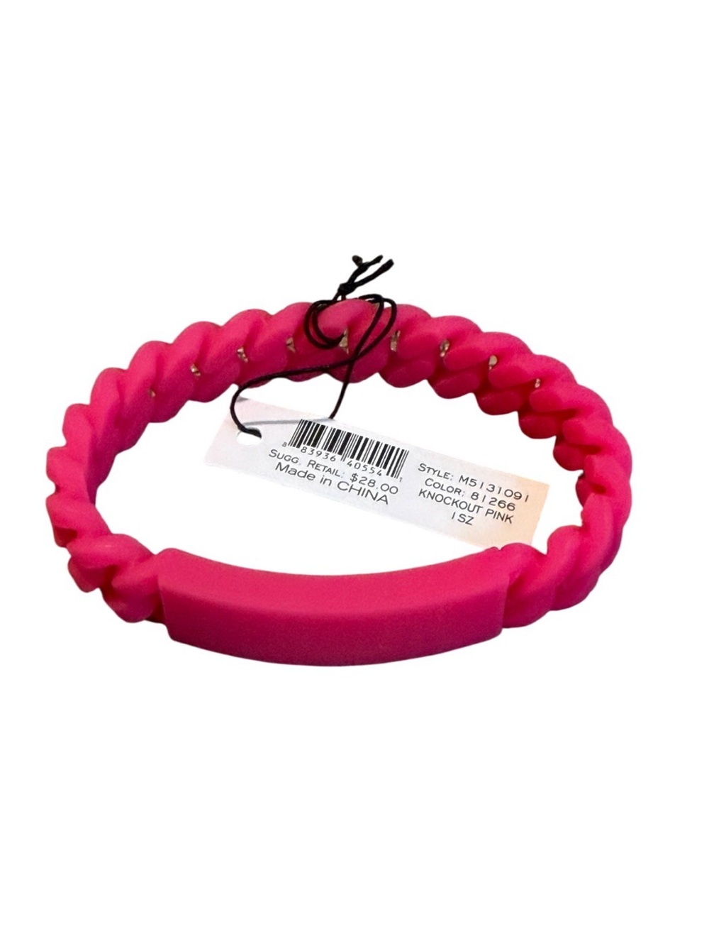 Marc by Marc Jacobs Knockout Pink Women's Braided Silicone Bracelet NWT